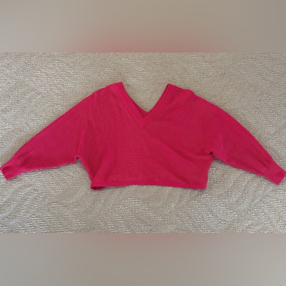 Eloquii Bold Pink V-Neck Sweater - Picture 2 of 6